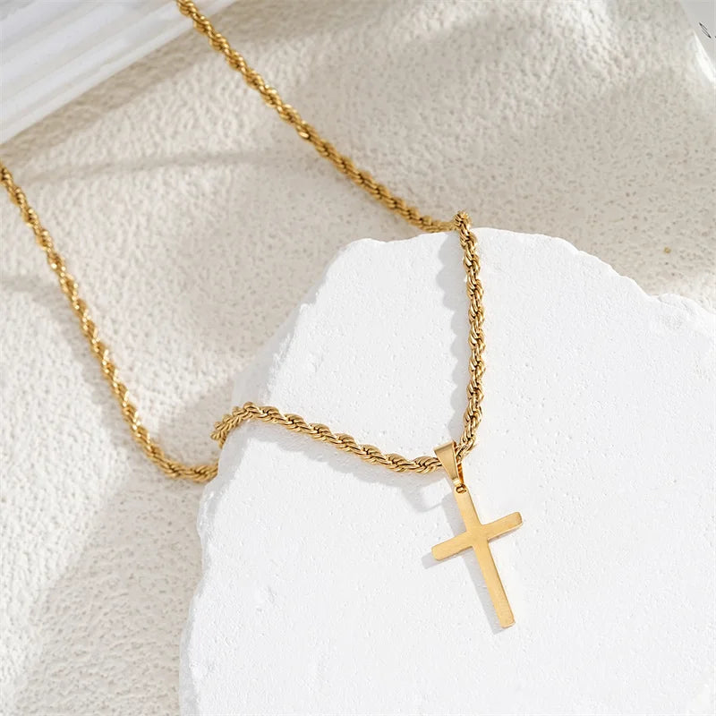 Collana a croce unisex in oro