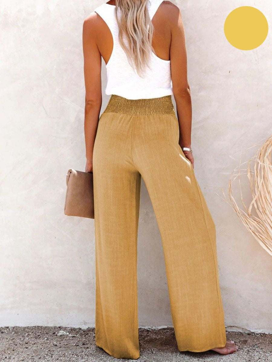 Sophia – Pantaloni a vita alta Cotone &amp; Lino