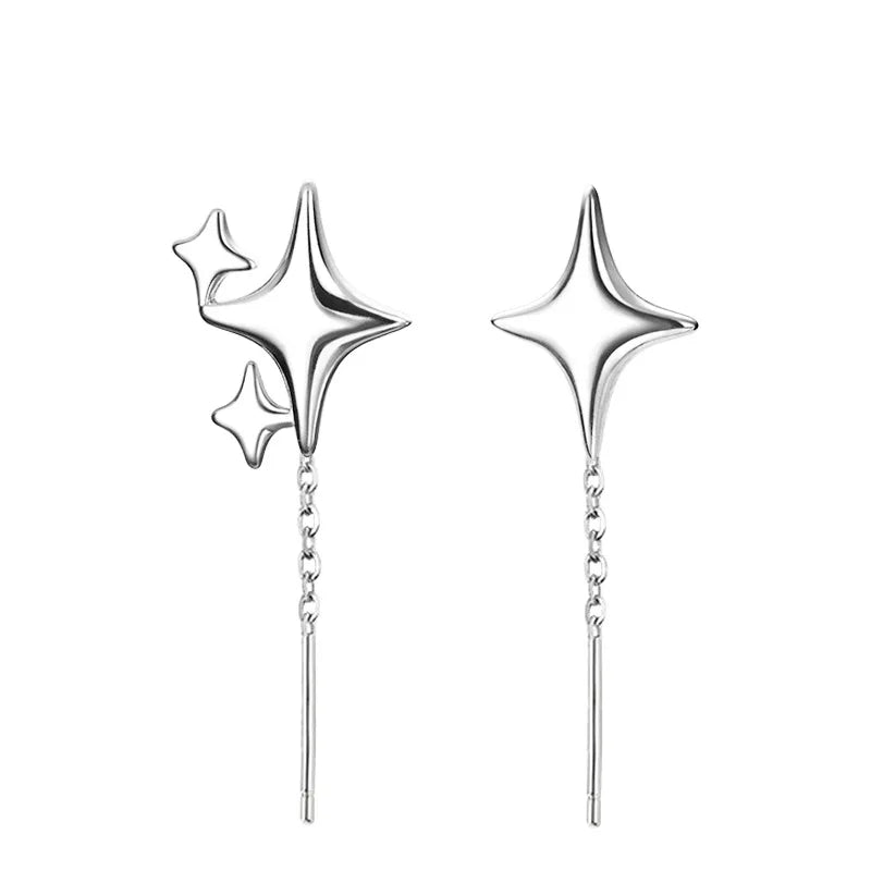 Orecchini a catena con stelle in argento sterling