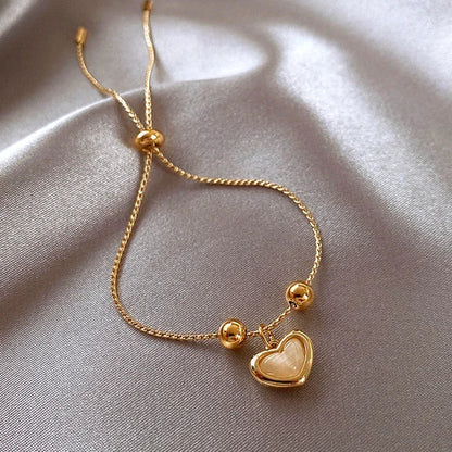 Gold Plated Peach Opal Heart Bracelet