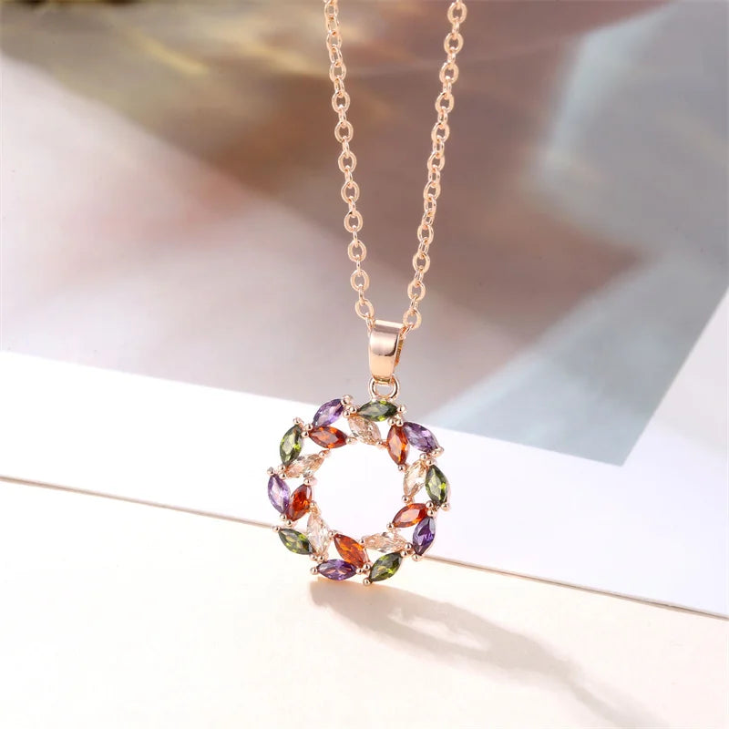 Bright Rainbow Pendant Necklace