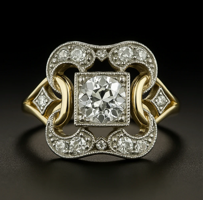 Vintage Gold Ring with Zirconia