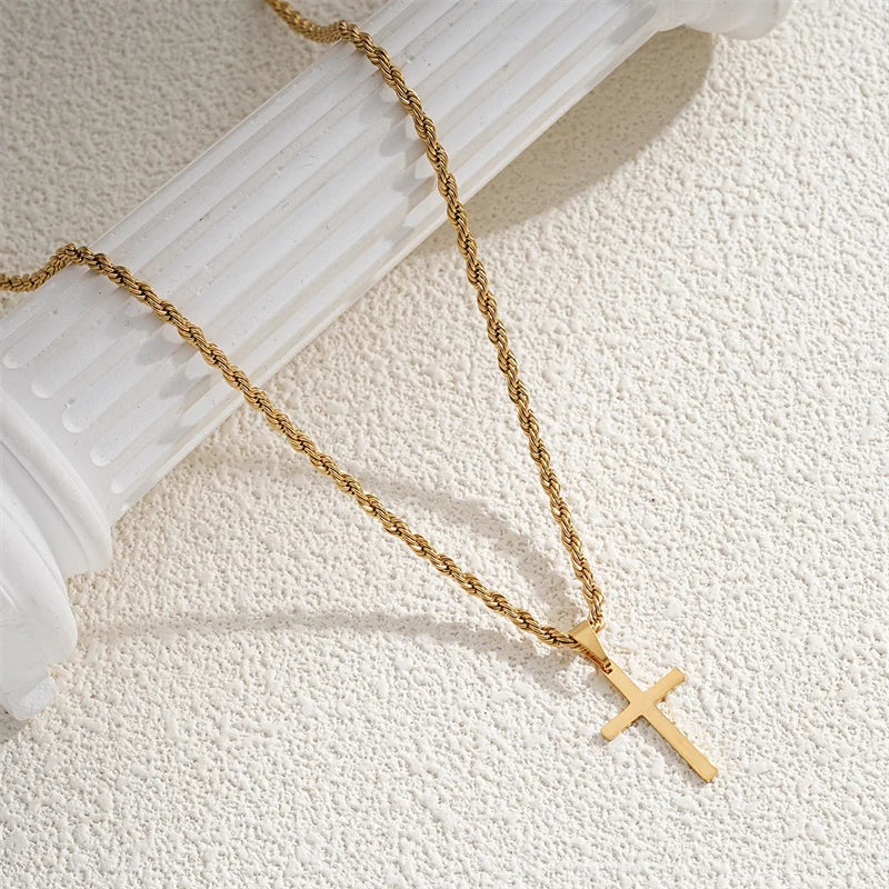 Collana a croce unisex in oro