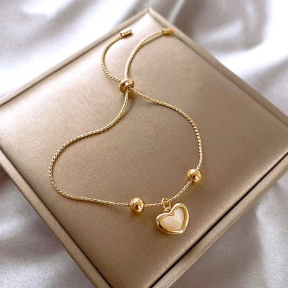 Gold Plated Peach Opal Heart Bracelet