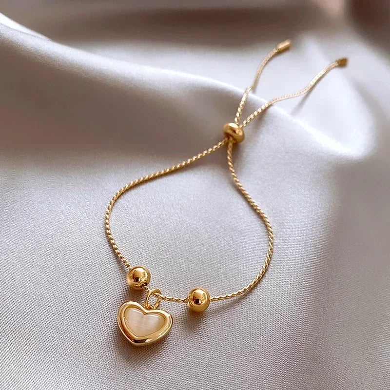 Gold Plated Peach Opal Heart Bracelet