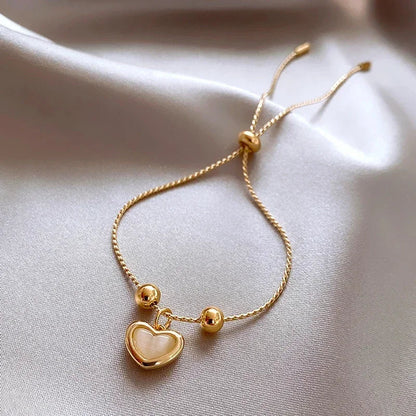 Gold Plated Peach Opal Heart Bracelet