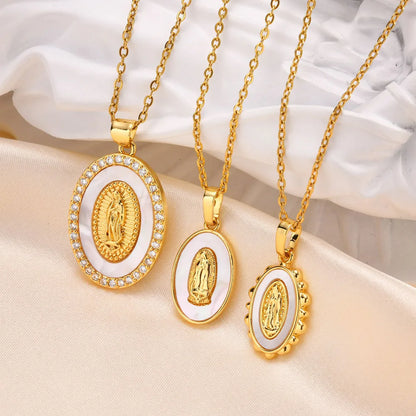 Collana con Ciondolo Ovale della Madonna in Oro