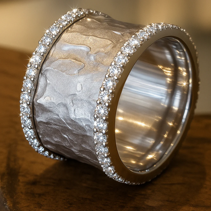 Anello vintage in argento con zirconi