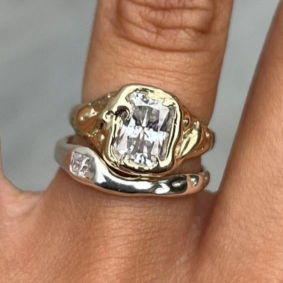Luminous Gold and Silver Stackable Ring Set