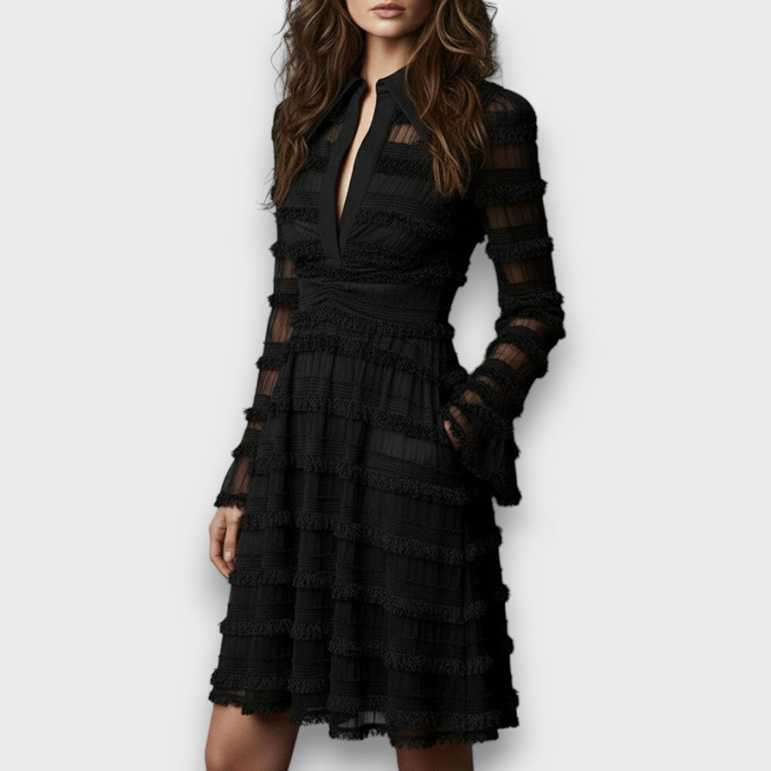 Parisa – Sheer Fringed Midi Dress