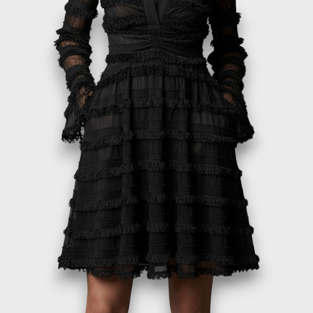 Parisa – Sheer Fringed Midi Dress