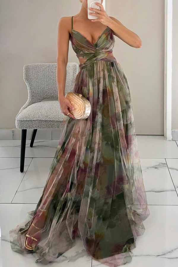 Eléna – Abito Lungo in Tulle Floreale | Invitata Matrimonio