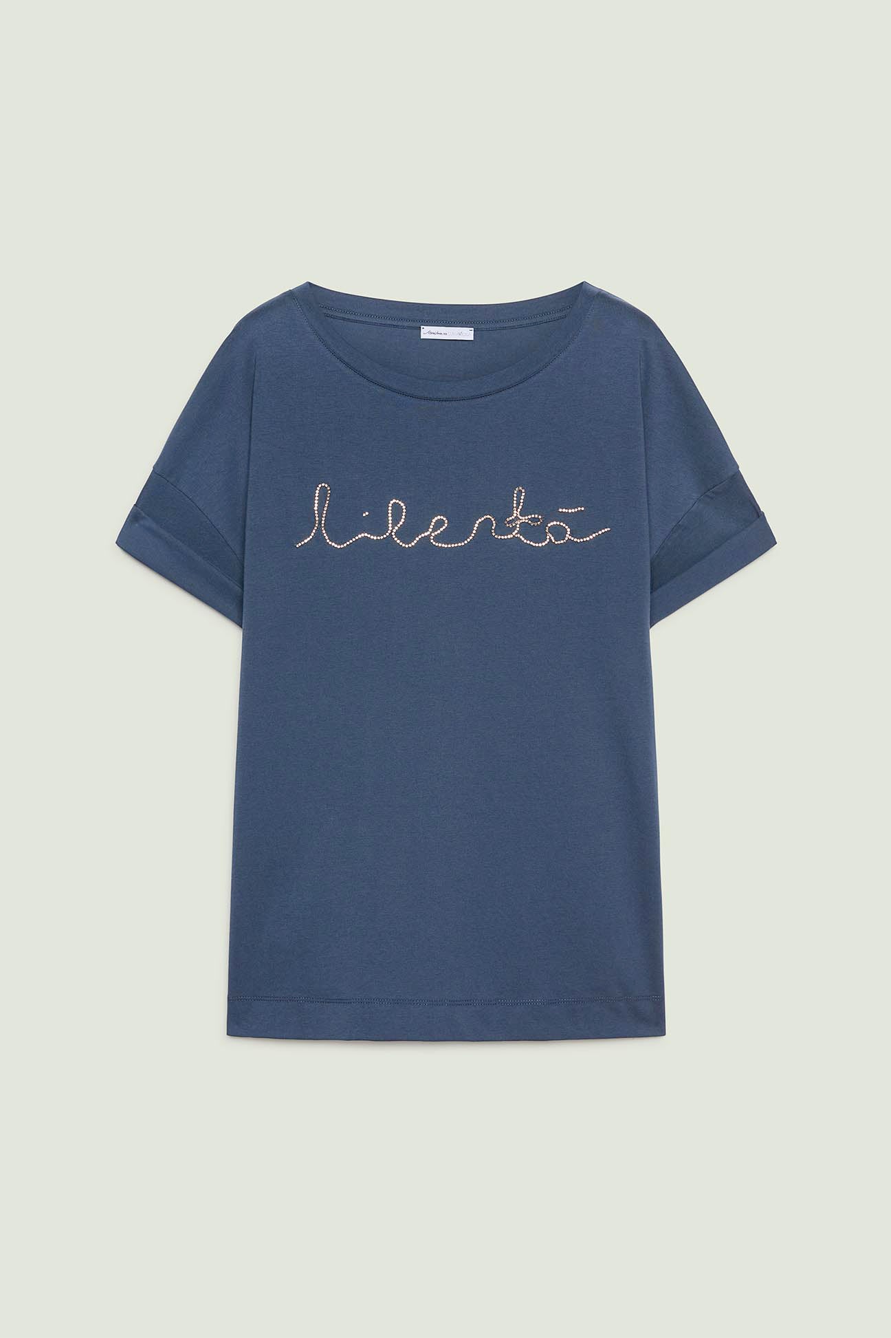 T-SHIRT CON SCRITTA RICAMATA
