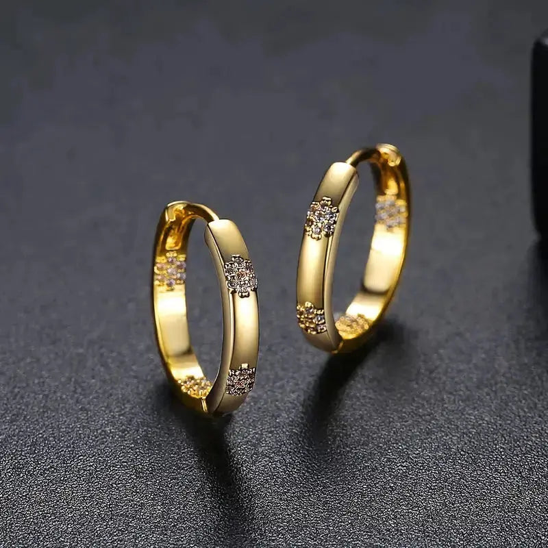 Vintage gold flower hoop earrings