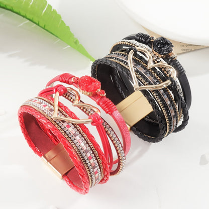 Bracciale in pelle multistrato stile Boho