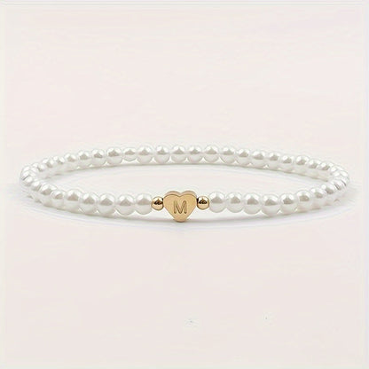 Chic Heart Initial Bracelet (A–Z)