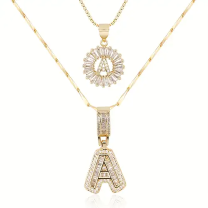 Moissanite Initial Necklace Set