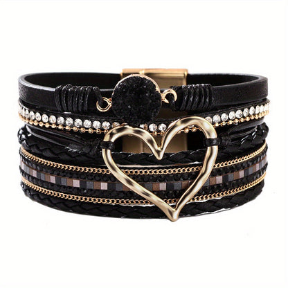 Bracciale in pelle multistrato stile Boho