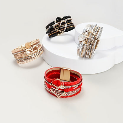 Bracciale in pelle multistrato stile Boho