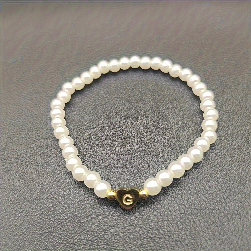 Chic Heart Initial Bracelet (A–Z)