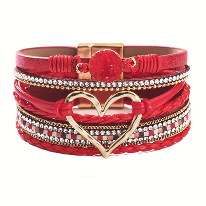 Bracciale in pelle multistrato stile Boho