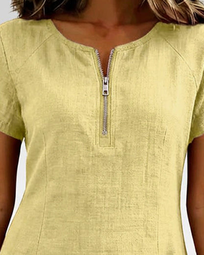 Fiorenza™ | Abito in Cotone con Zip Decorativa e Tasche