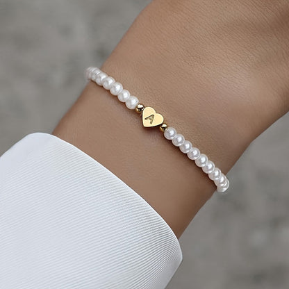 Chic Heart Initial Bracelet (A–Z)