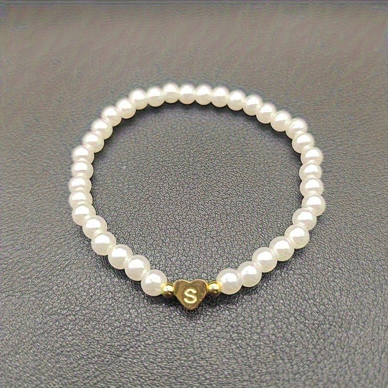 Chic Heart Initial Bracelet (A–Z)