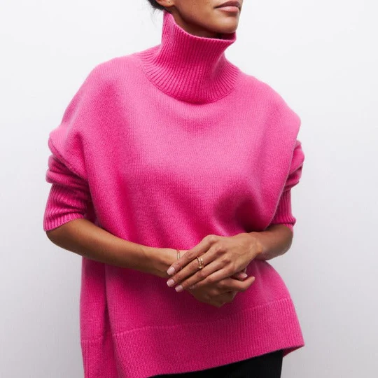 Hortencia - Maglione oversize a collo alto in cotone