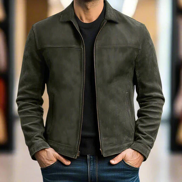 Carlo™ | Giacca Minimal con Zip e Finitura Scamosciata