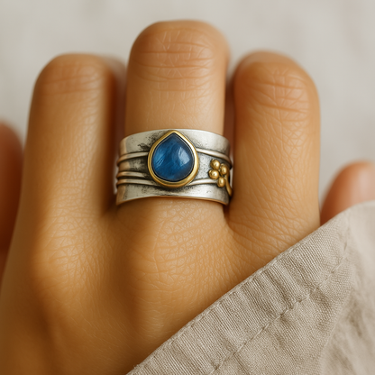 Vintage Silver Plated Blue Sapphire Ring
