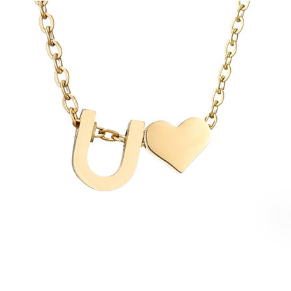 Timeless Initial Necklace with Heart Pendant