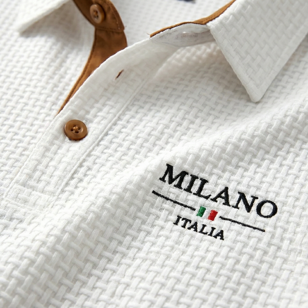 LuKa - Men's Knitted Textured Polo Shirt with Contrast Trims