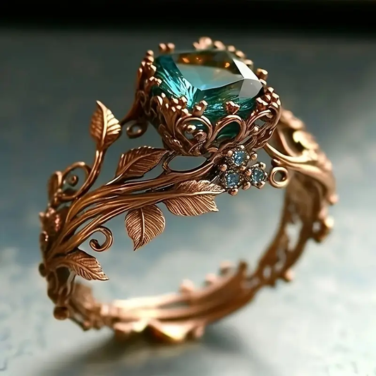 Anello Naturale con Cristallo Verde