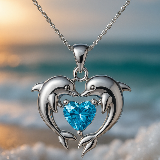 Collana senza tempo in argento con doppi delfini e opale