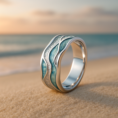 Sterling Silver Turquoise Wave Ring