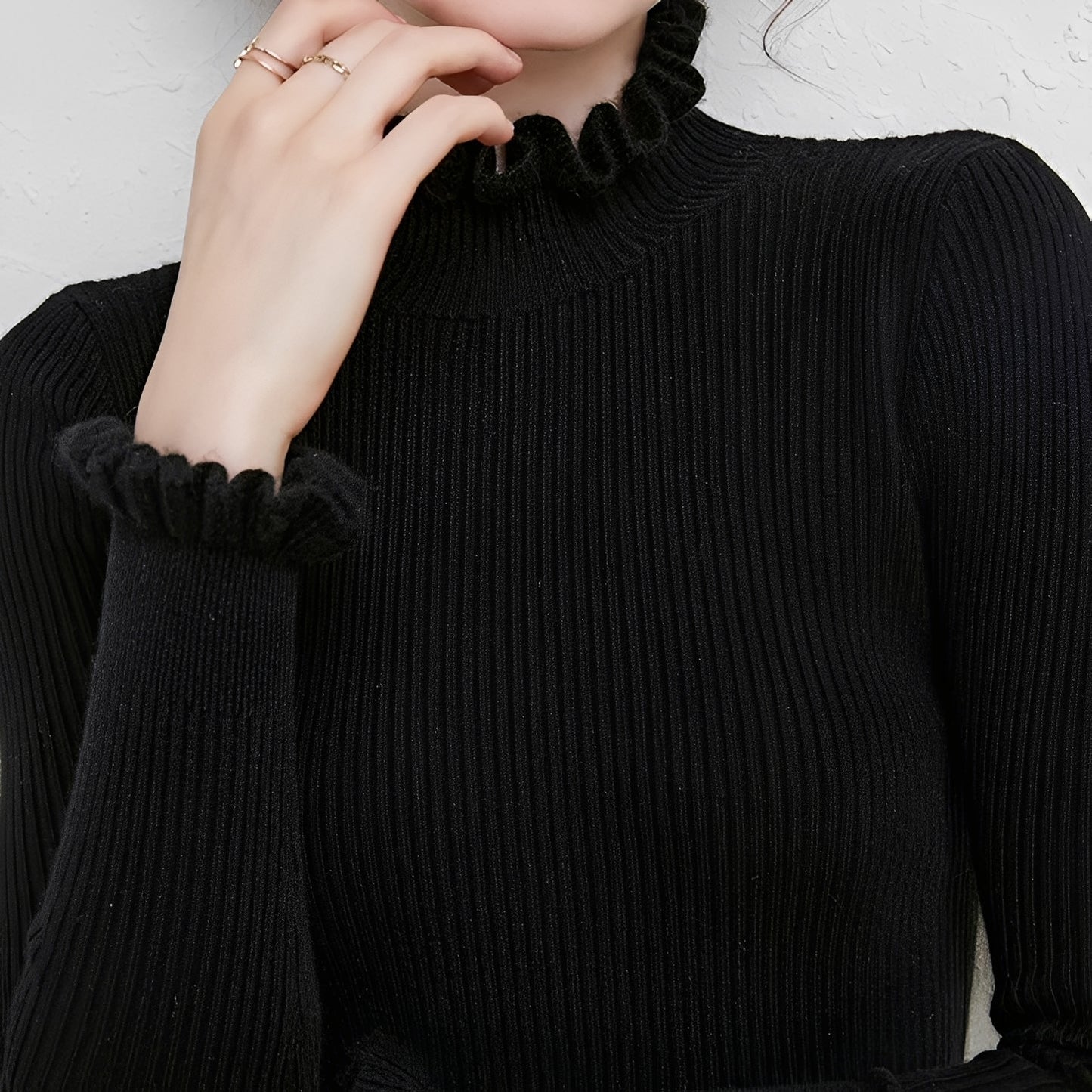 Elaine - Maglione casual con collo alto per donne