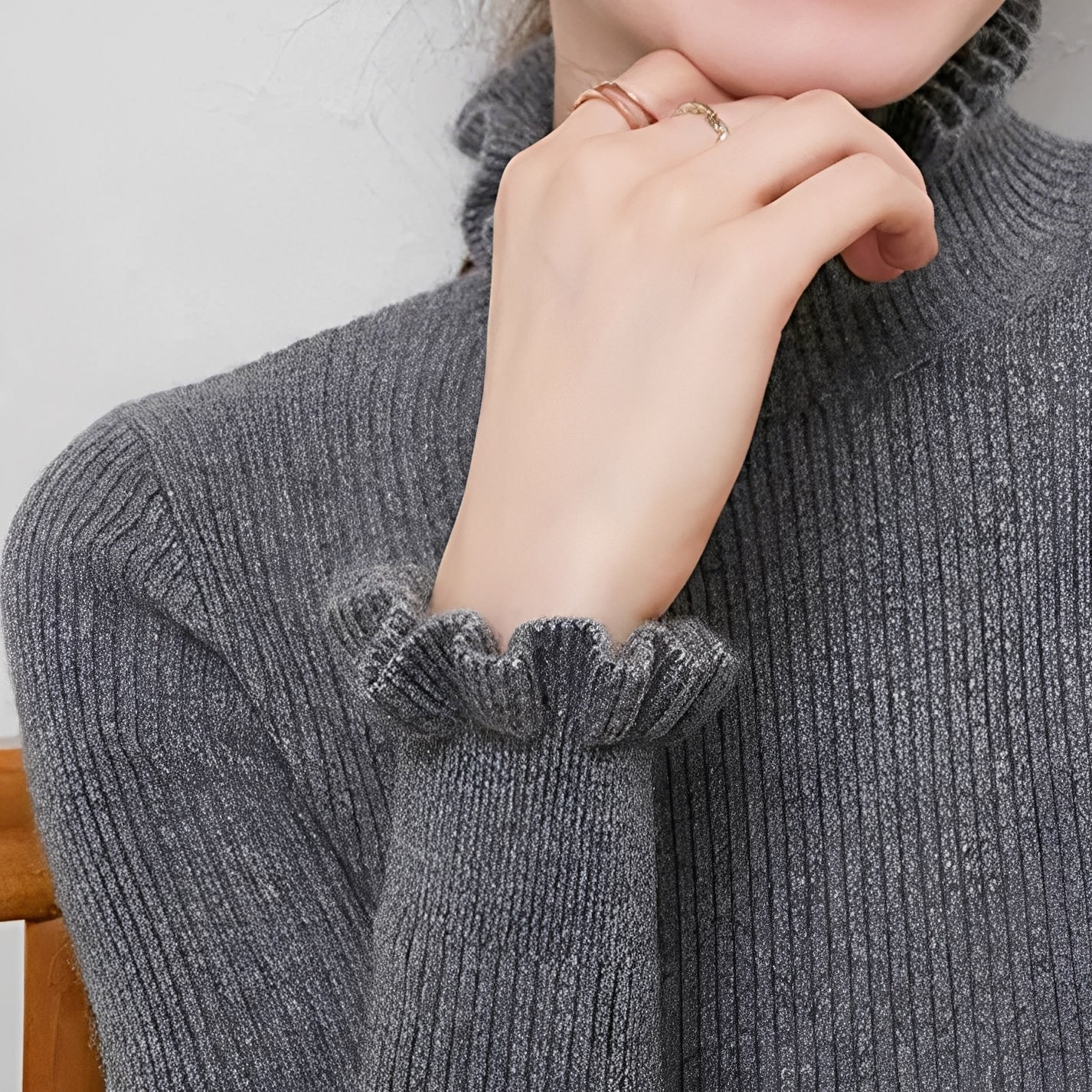Elaine - Maglione casual con collo alto per donne