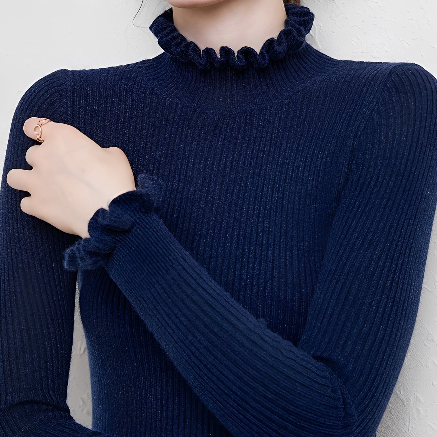 Elaine - Maglione casual con collo alto per donne