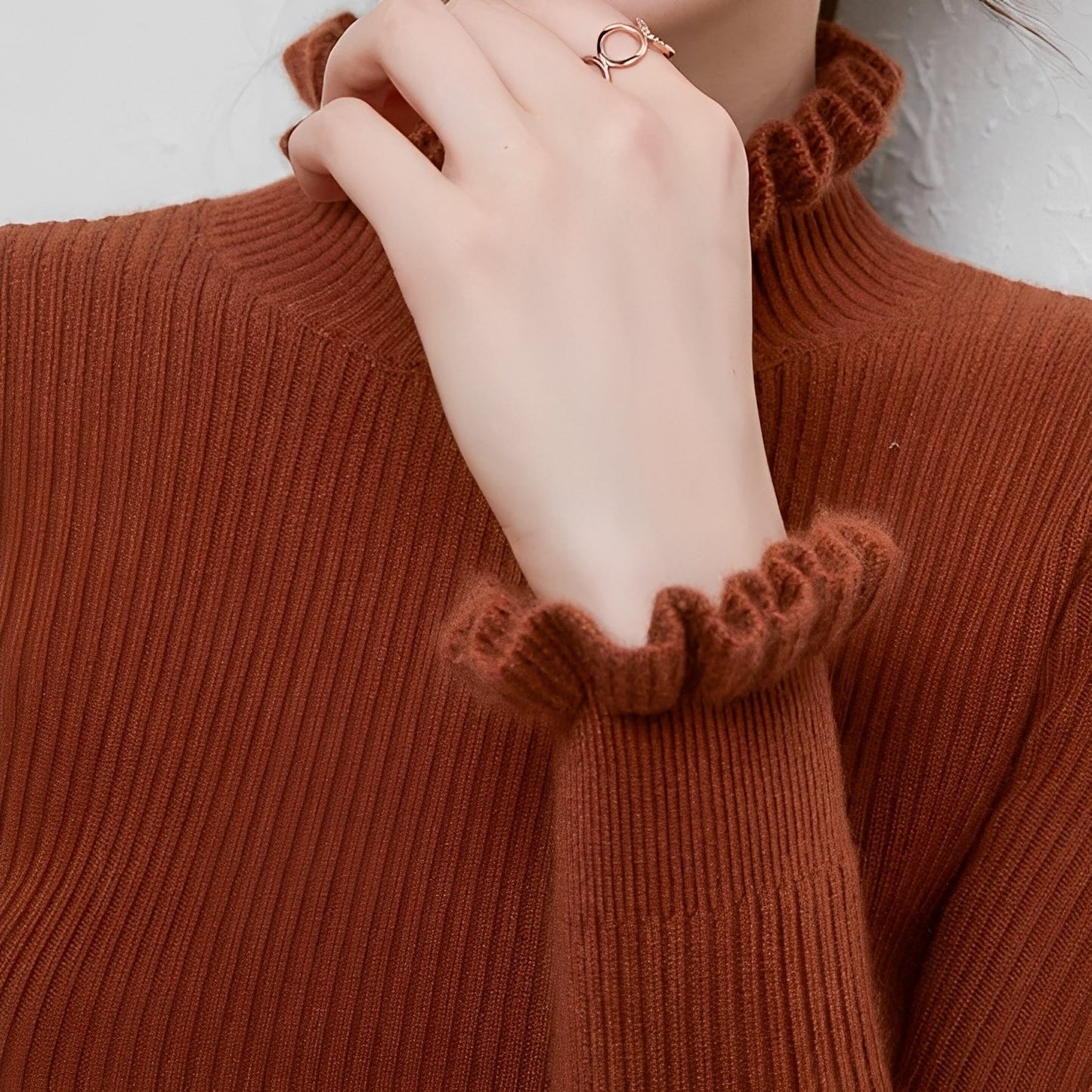Elaine - Maglione casual con collo alto per donne
