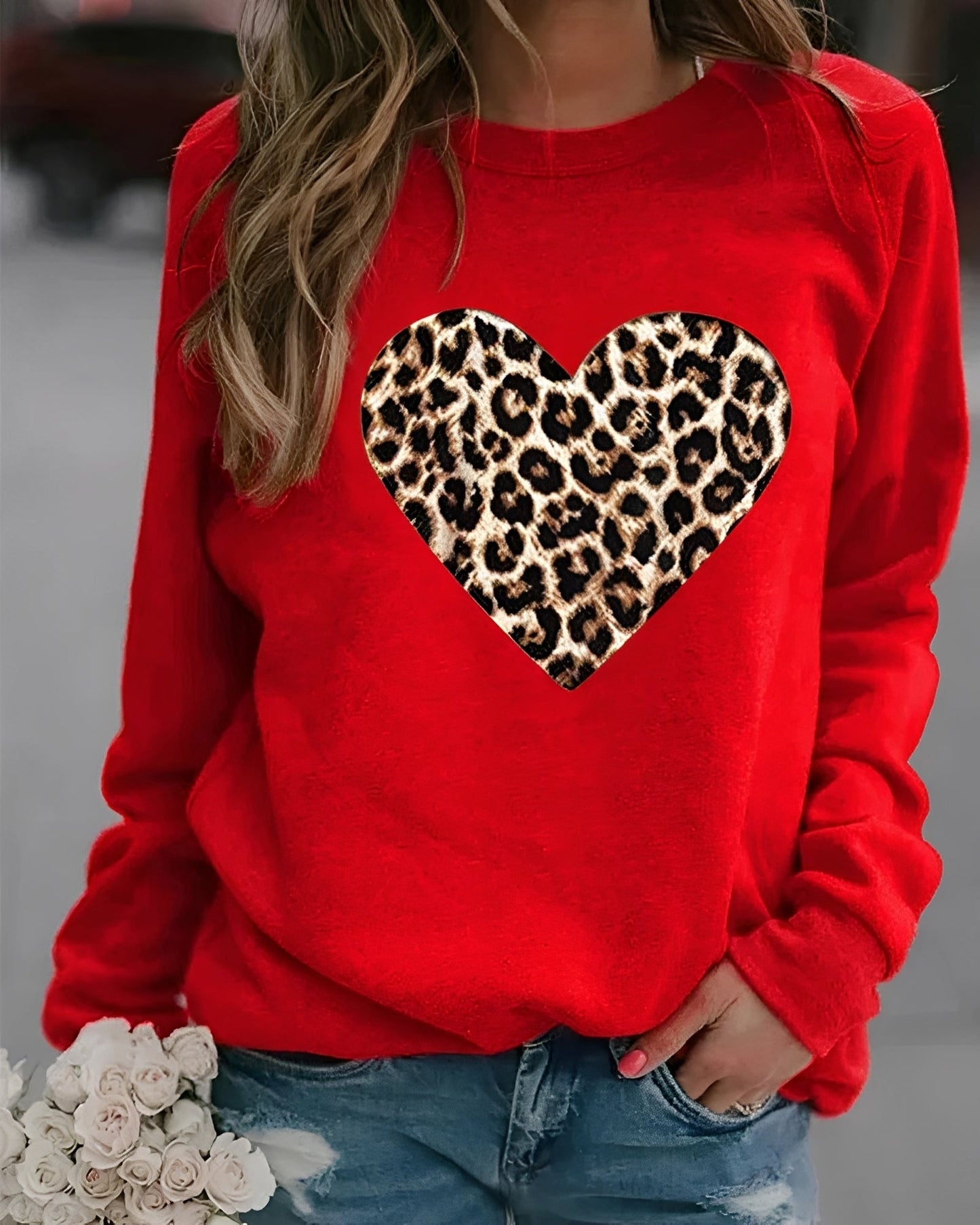 Daniella - Maglione casual con motivo a cuore per donne 