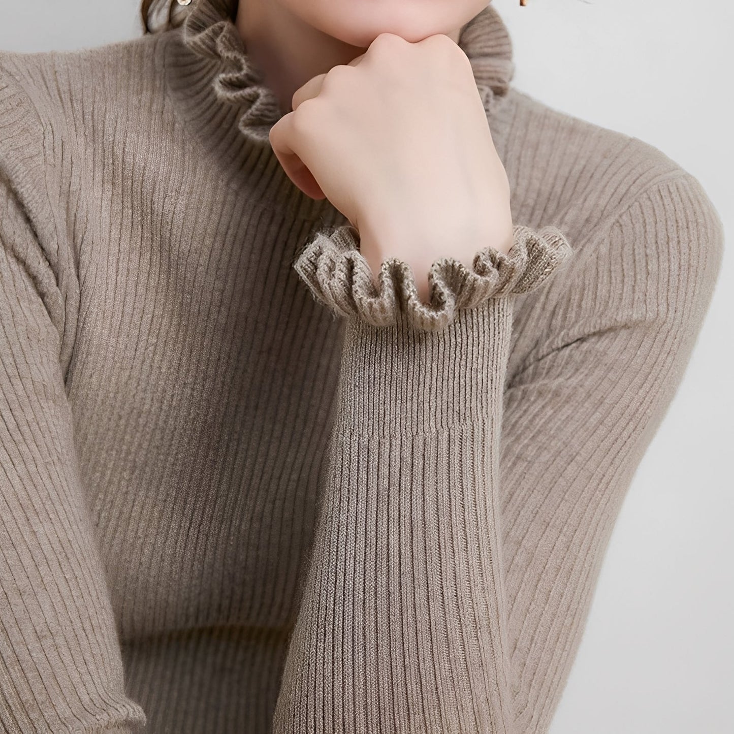 Elaine - Maglione casual con collo alto per donne
