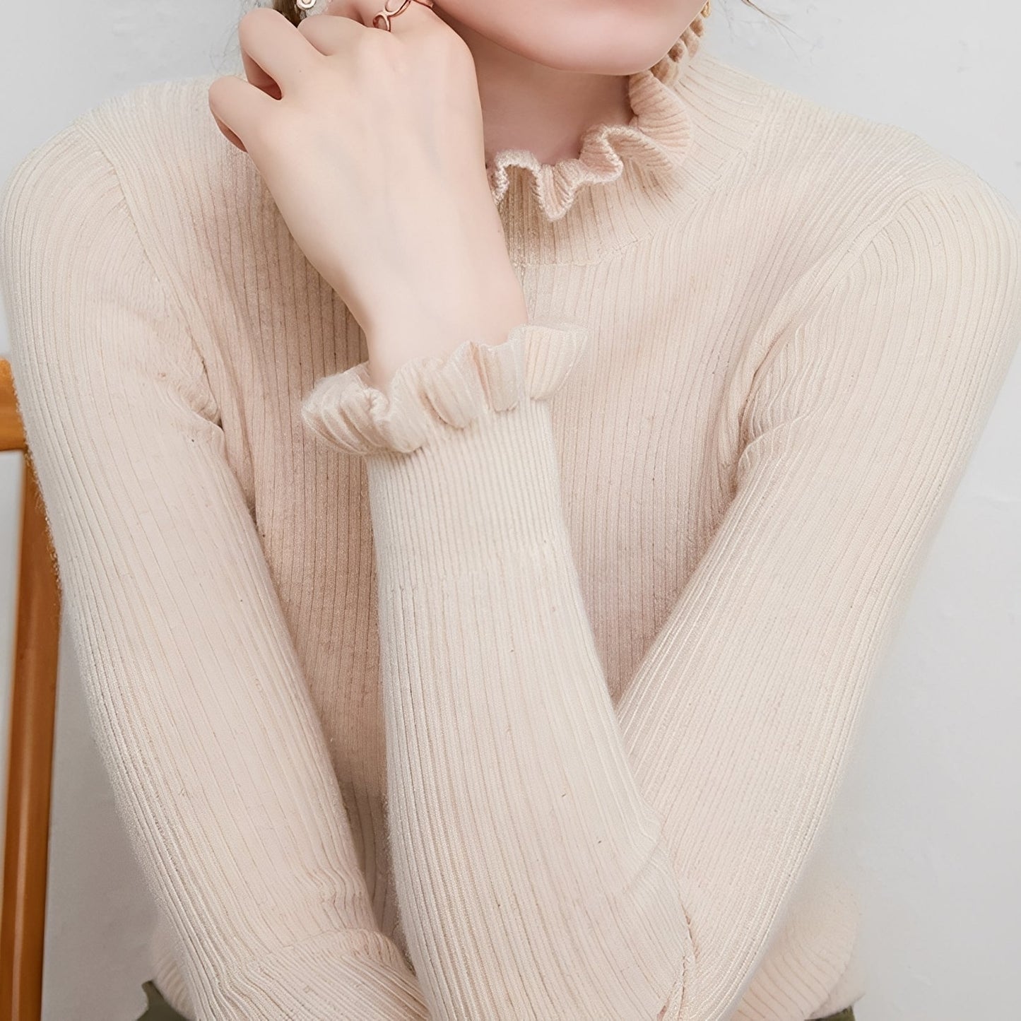 Elaine - Maglione casual con collo alto per donne