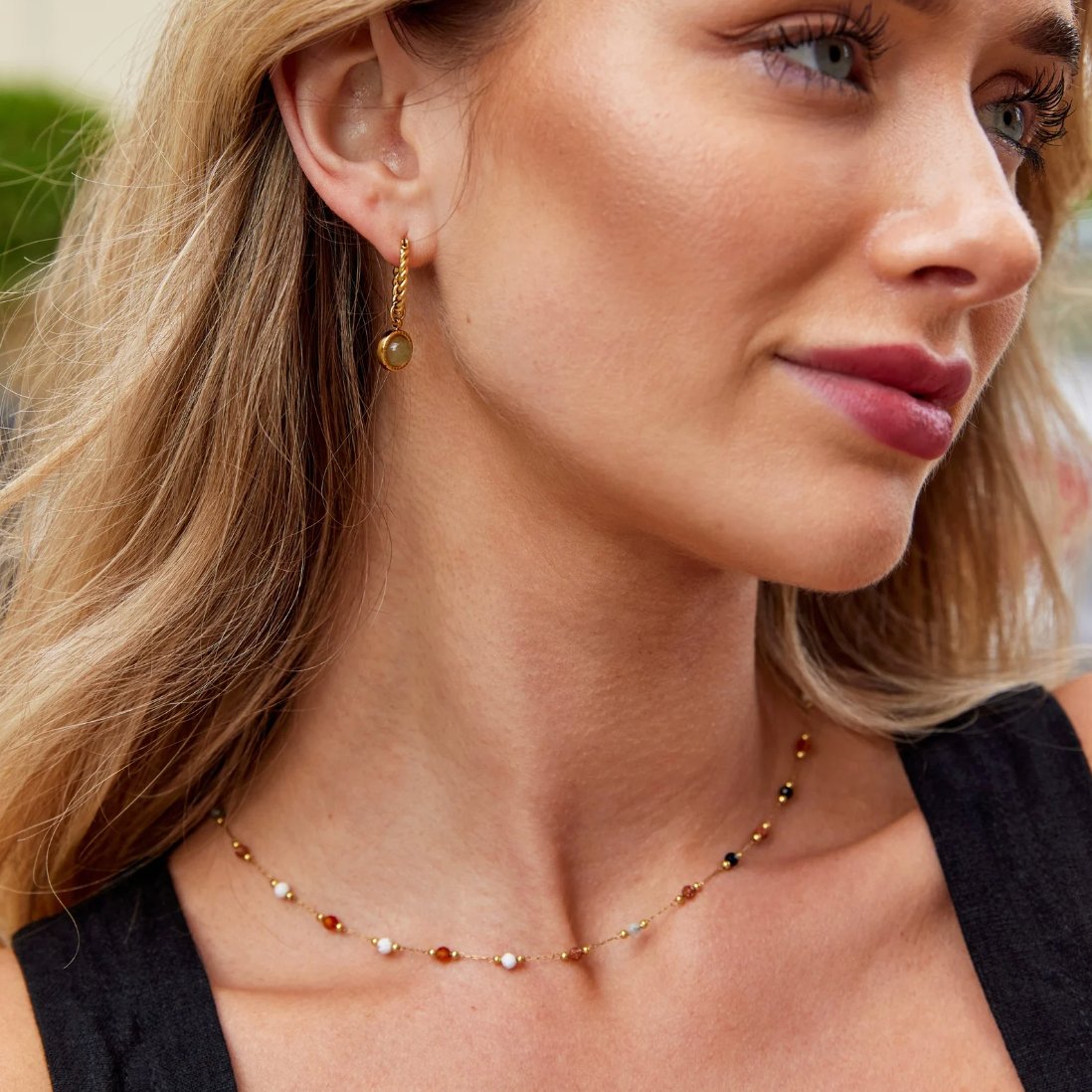 Minimal Necklace with Stone