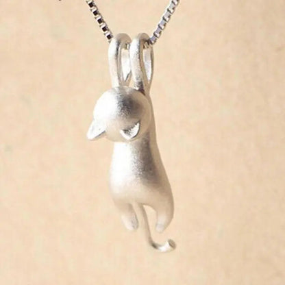 Playful Sterling Silver Kitten Necklace