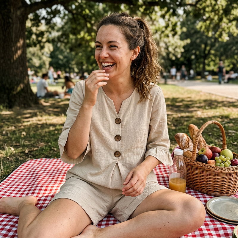 Silvia™ | Women's Tiered Linen-Effect Cotton Co-ord