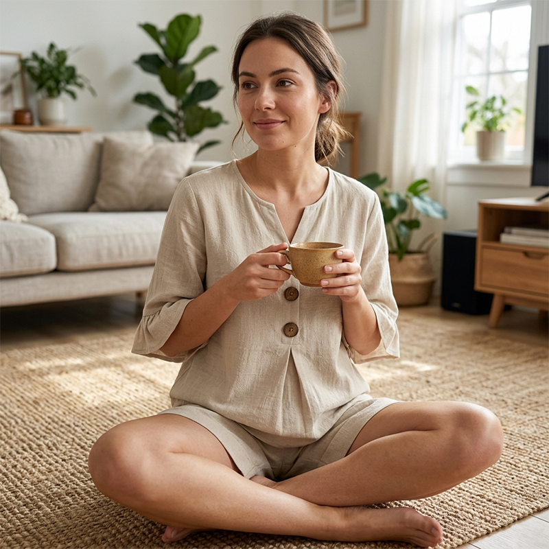 Silvia™ | Women's Tiered Linen-Effect Cotton Co-ord