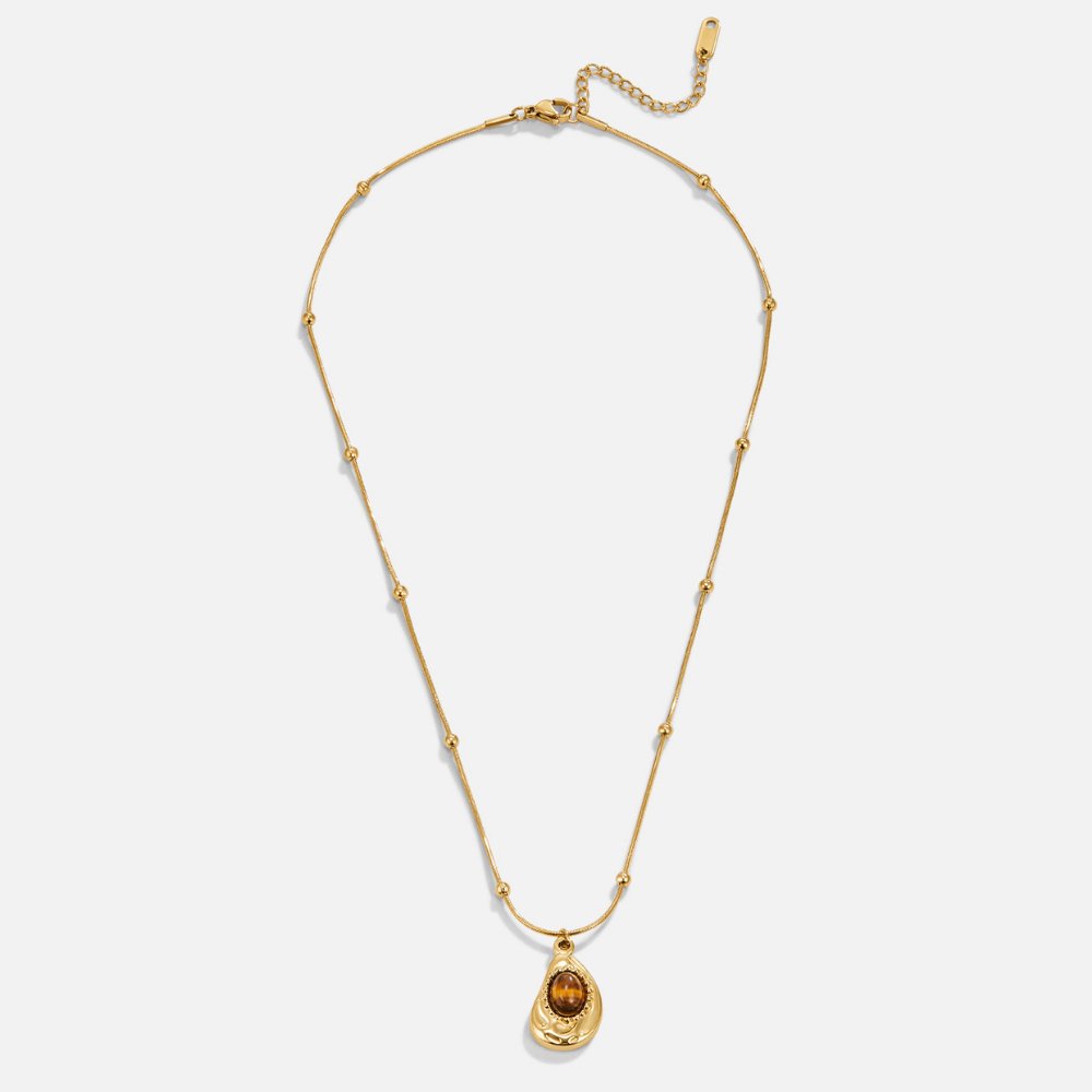 Elegant Gold Necklace with Tiger Eye Stone